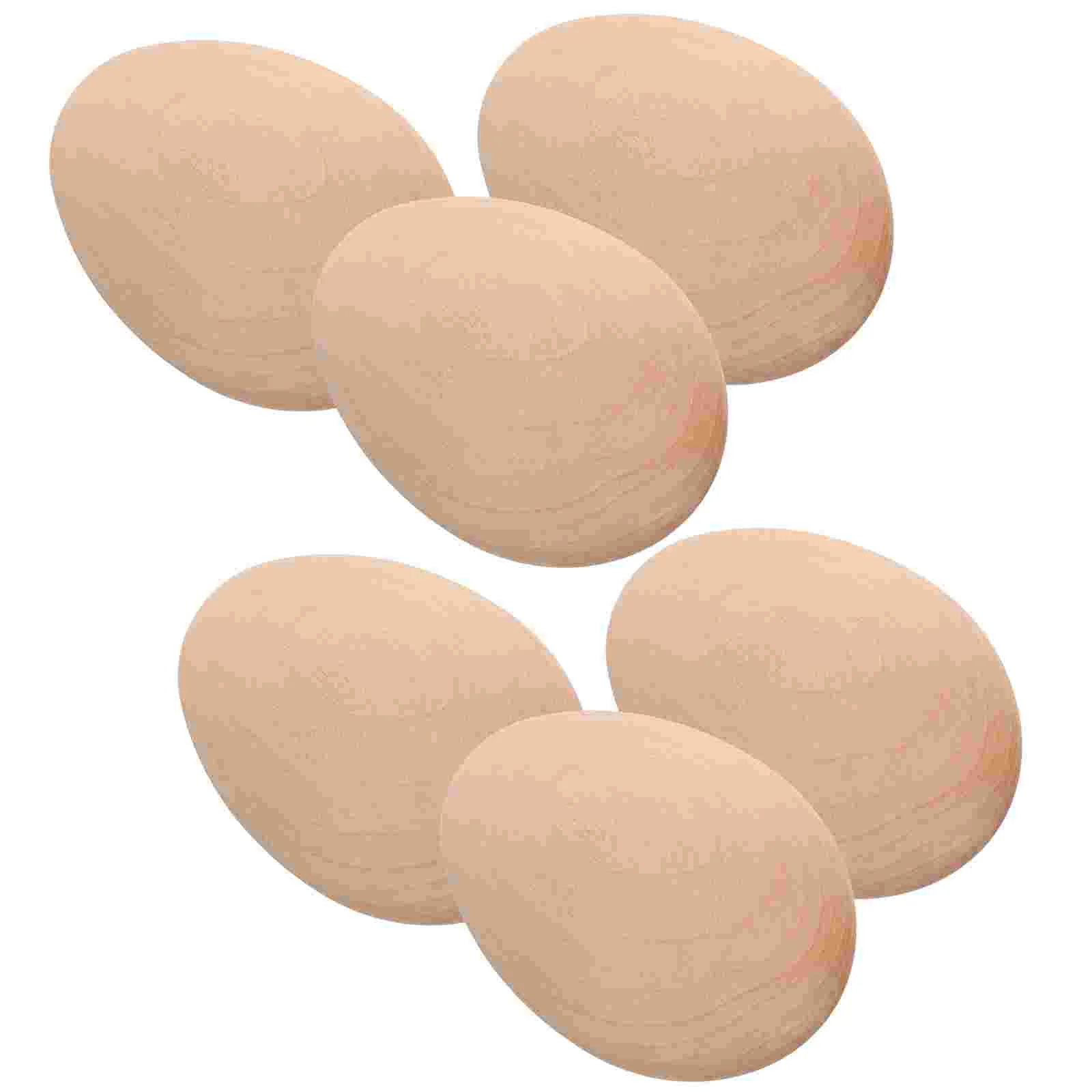 

6 Pcs Wooden Eggs to Paint Craft Fake DIY Crafts Unfinished Easter Decors Decorations