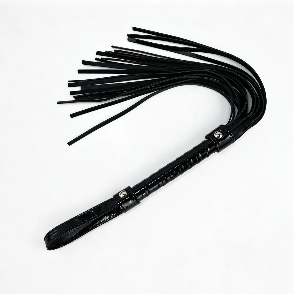 High Quality Pu Leather Pimp Whip Racing Riding Crop Party Flogger Hand Cuffs Queen Black Horse Riding Whip Adult Sexy Horsewhip 5