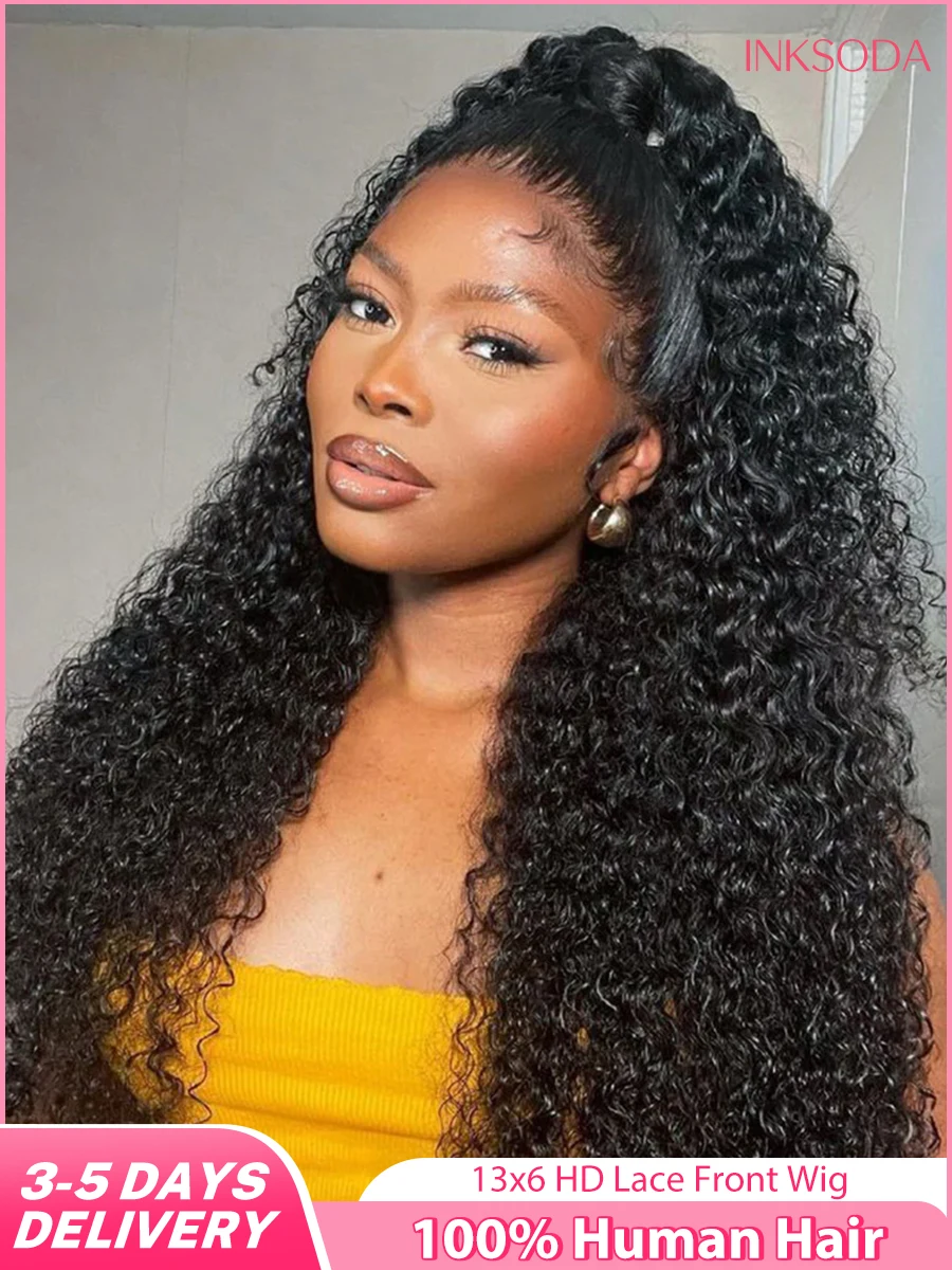 

Deep Wave Human Hair Wigs 13X6 HD Lace Frontal Wig Water Wave Lace Front Wigs Curly Brazilian Wigs 220 Density 40 Inch For Women