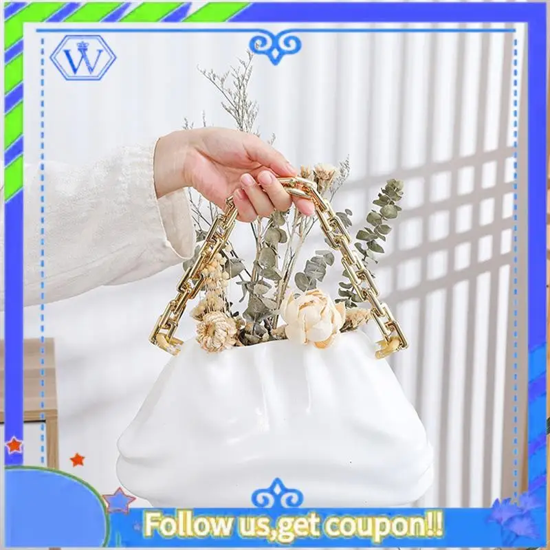 

Nordic Cloud Flower Vase Resin Handbag Design Vase Flower Wedding Desk Ornament Home Decor Plant Pot Interior Replacement Parts