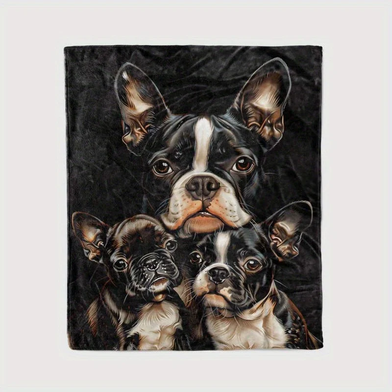 Adorable Puppy Dog Trio Portrait Throw Blanket Soft Plush Cozy Pet Gift Throw Home Decor Dog Lover Illustration Perfect