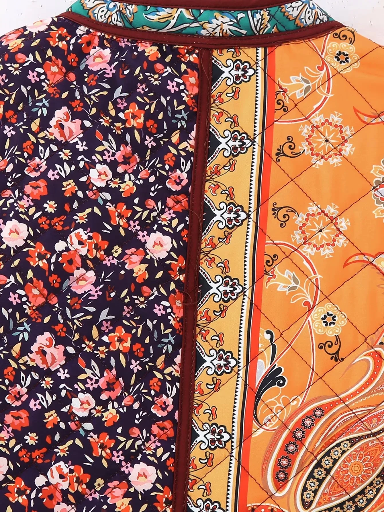 Giacca in cotone color block da donna del nuovo arrivo 2025 Giacca a tracolla in stile europeo e americano con vestibilità oversize stampata