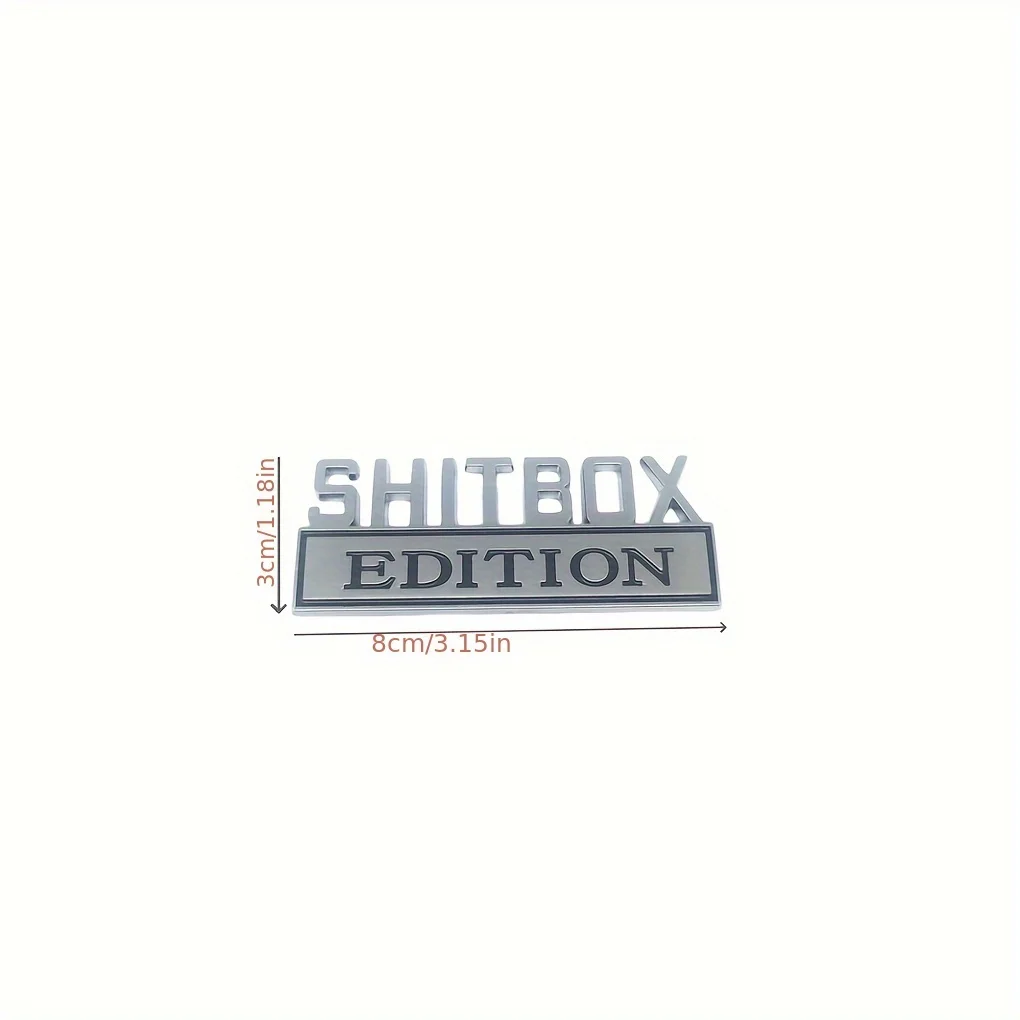 Shitbox Edition 3D Car Badge - Sticker for Most Vehicles - Cool 3D Fender Emblem Replacement Full Body DIY Trunk Sticker