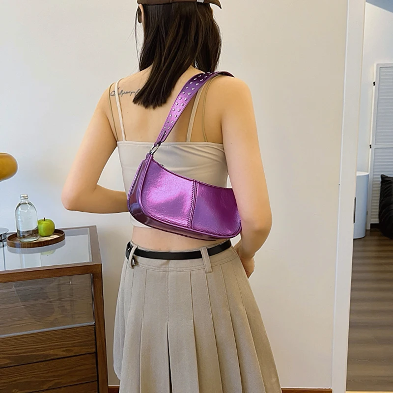 Bolsos de hombro acrílicos pequeños para mujer 2024 Y2K, moda coreana para mujer, bolso plateado y dorado para axila, bolsos y monederos plateados