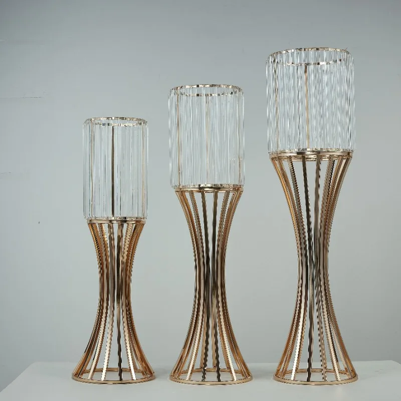 High quality modern flower stand table ornament party home decoration gold metal vase