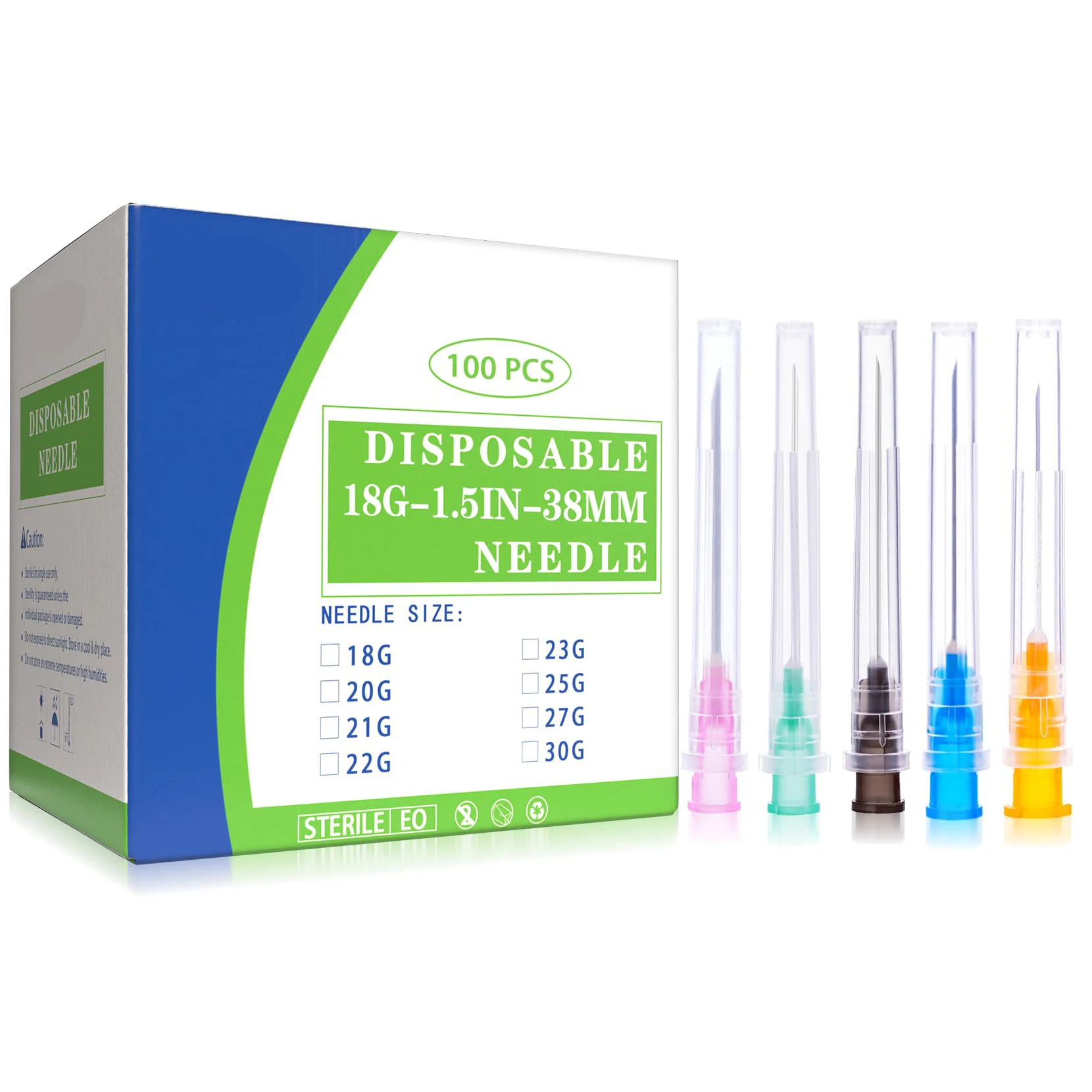 

100Pcs/Box 1inch 1.5inch Syringe Needle Sterile 18G 21G 22G 23G 25G 27G , Pointed Dispensing Needle for Liquid Dispensing,Lab