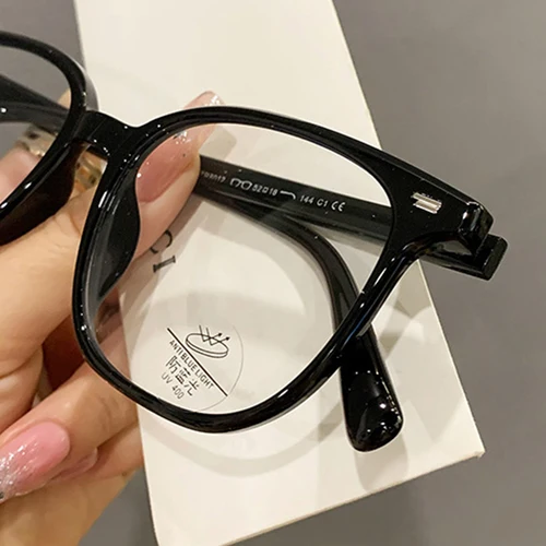 Imagen 2 del producto Gafas de lectura con lentes transparentes antiluz azul para hombre, lentes TR90 con remaches, montura de gafas cuadradas grandes, gafas graduadas correctivas para miopía