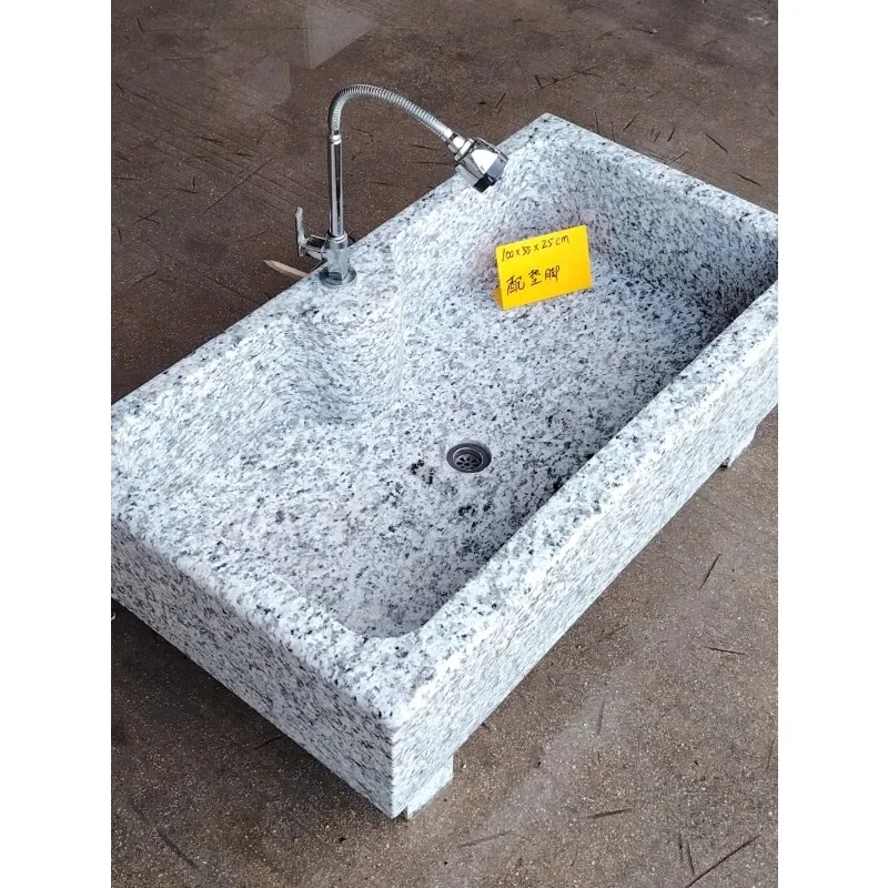 Outdoor natural marble pool basin integrated stone wash basin