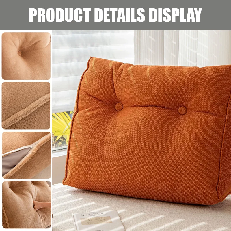 Soft Wedge Backrest Pillow Modern Lumbar Support Cushion Comfortable Reading Back Pillow for Sofa Bedroom Chair