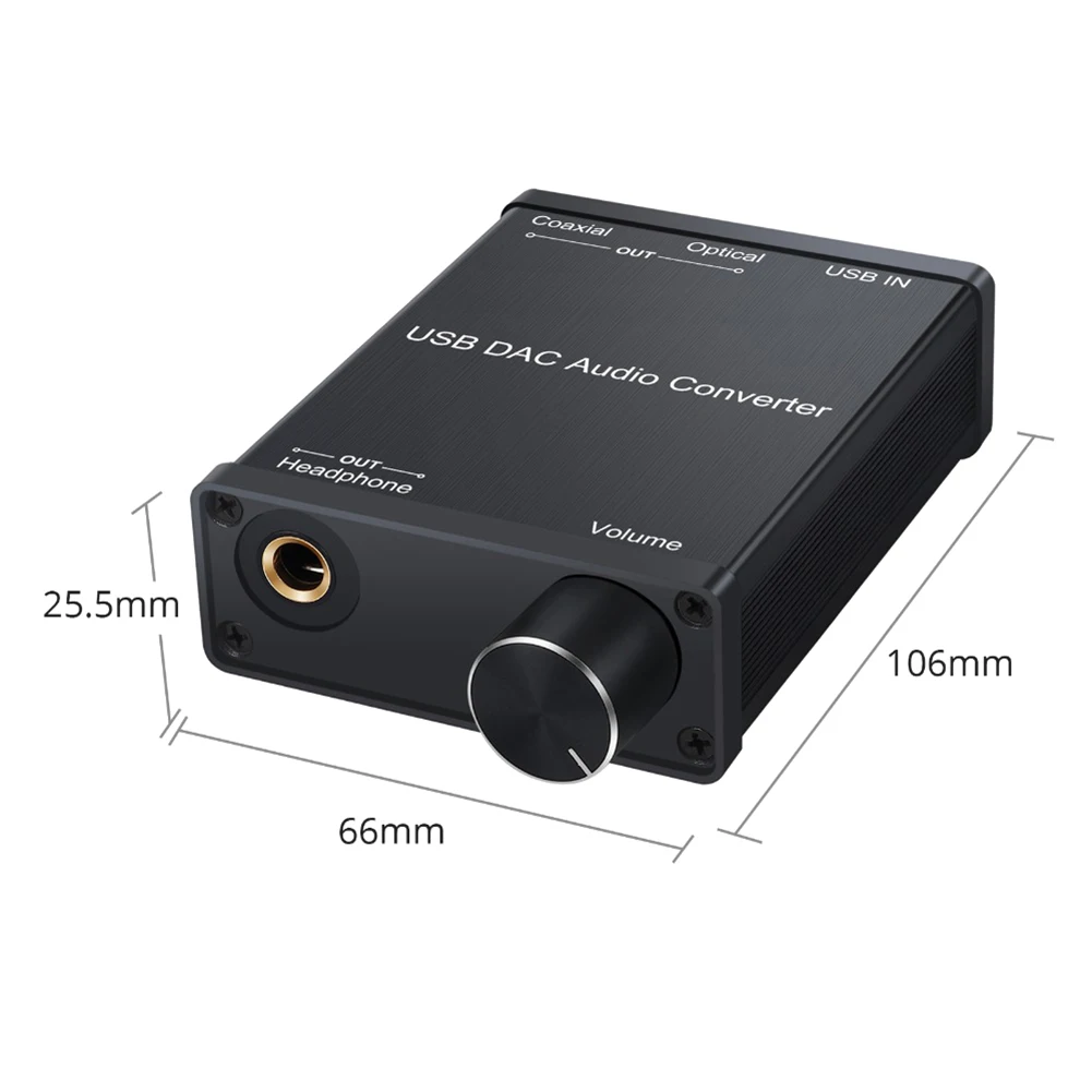 Adaptor konverter Audio DAC USB, dengan penguat Headphone USB ke koaksial S/PDIF Digital ke Analog 6.35mm kartu suara Audio