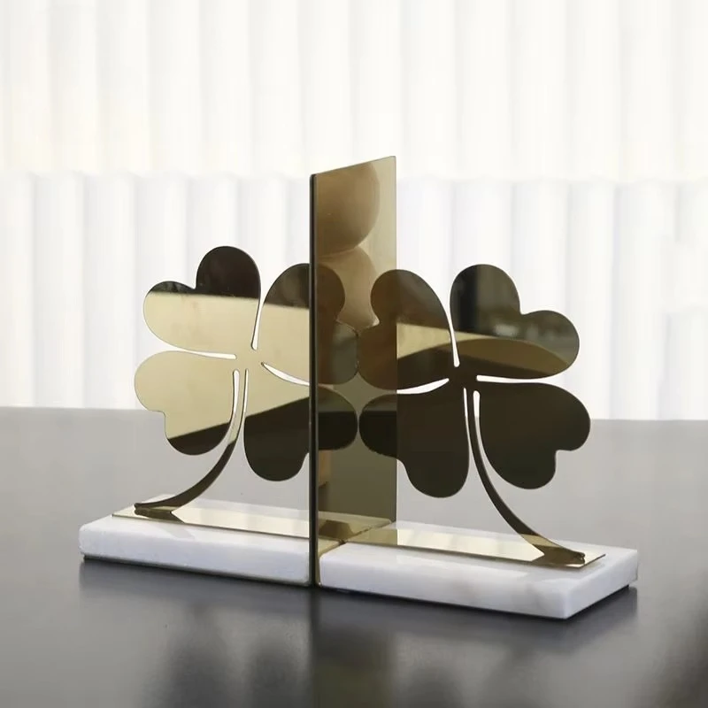 &c Iron Art Deco Design Vintage Marble Vertical Pattern Metal Bookends File Holder for Home Office