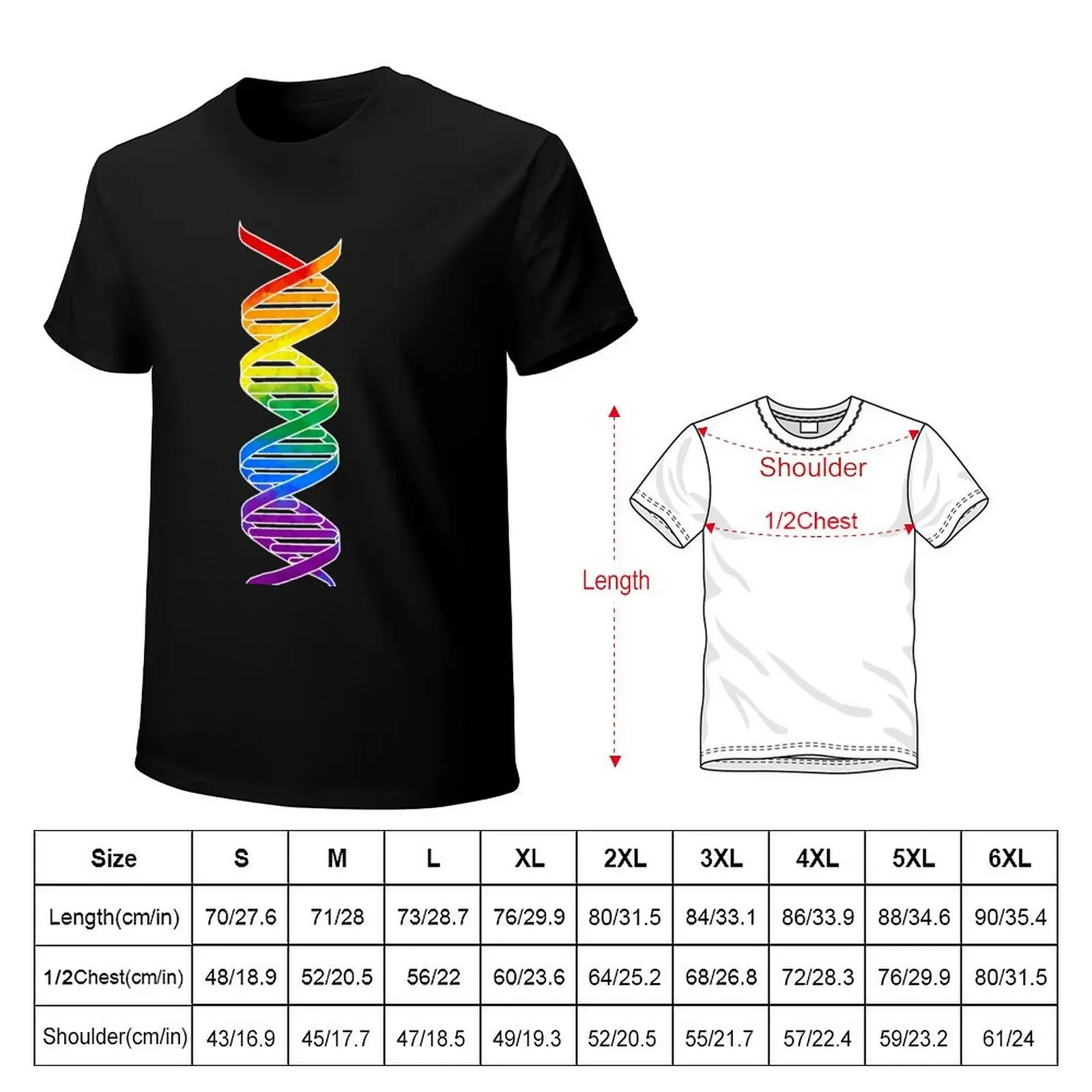 Rainbow Double Helix T-Shirt blacks cotton graphic tees plus sizes hippie clothes men clothing