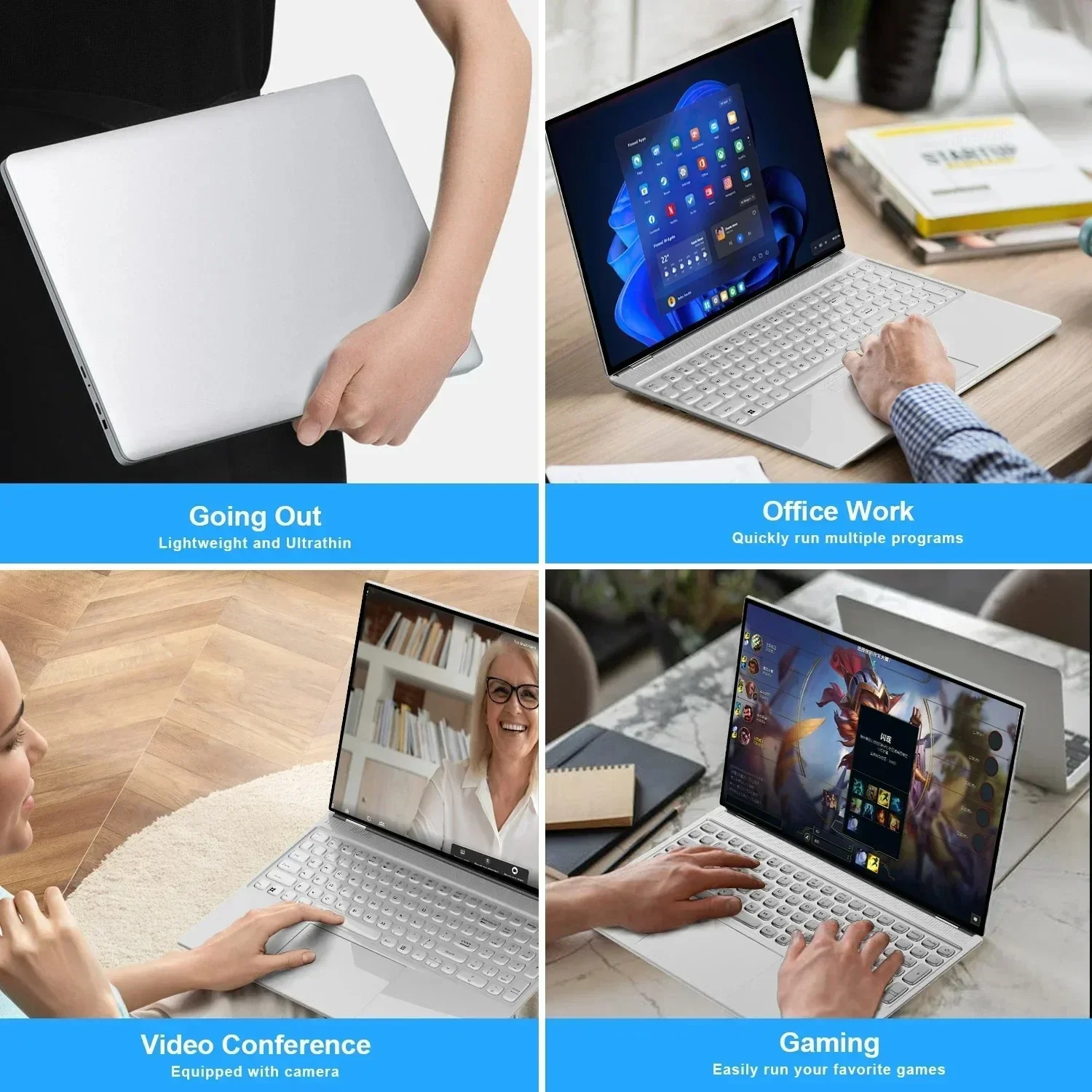 Face ID Intel Office Notebook N95 Laptop da 16" 16 GB 32 GB RAM Max 2 TB ROM Windows 11 Pro Wifi 5 BT 4.2 Tastiera RGB