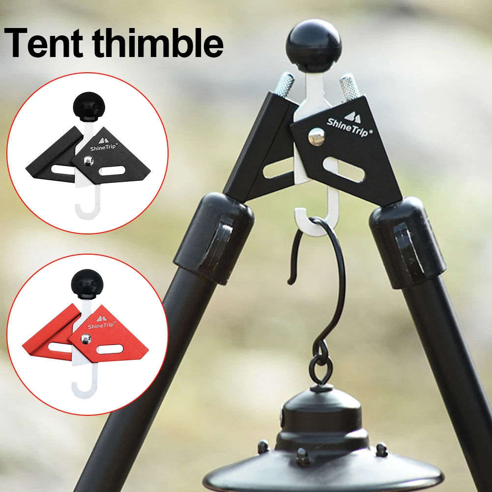 

Tent Pole Connector Aluminum Alloy Adjustable Angle Non-Slip Protection Cap w/ Hook Pyramid Tent Awning Pole Thimble Accessories