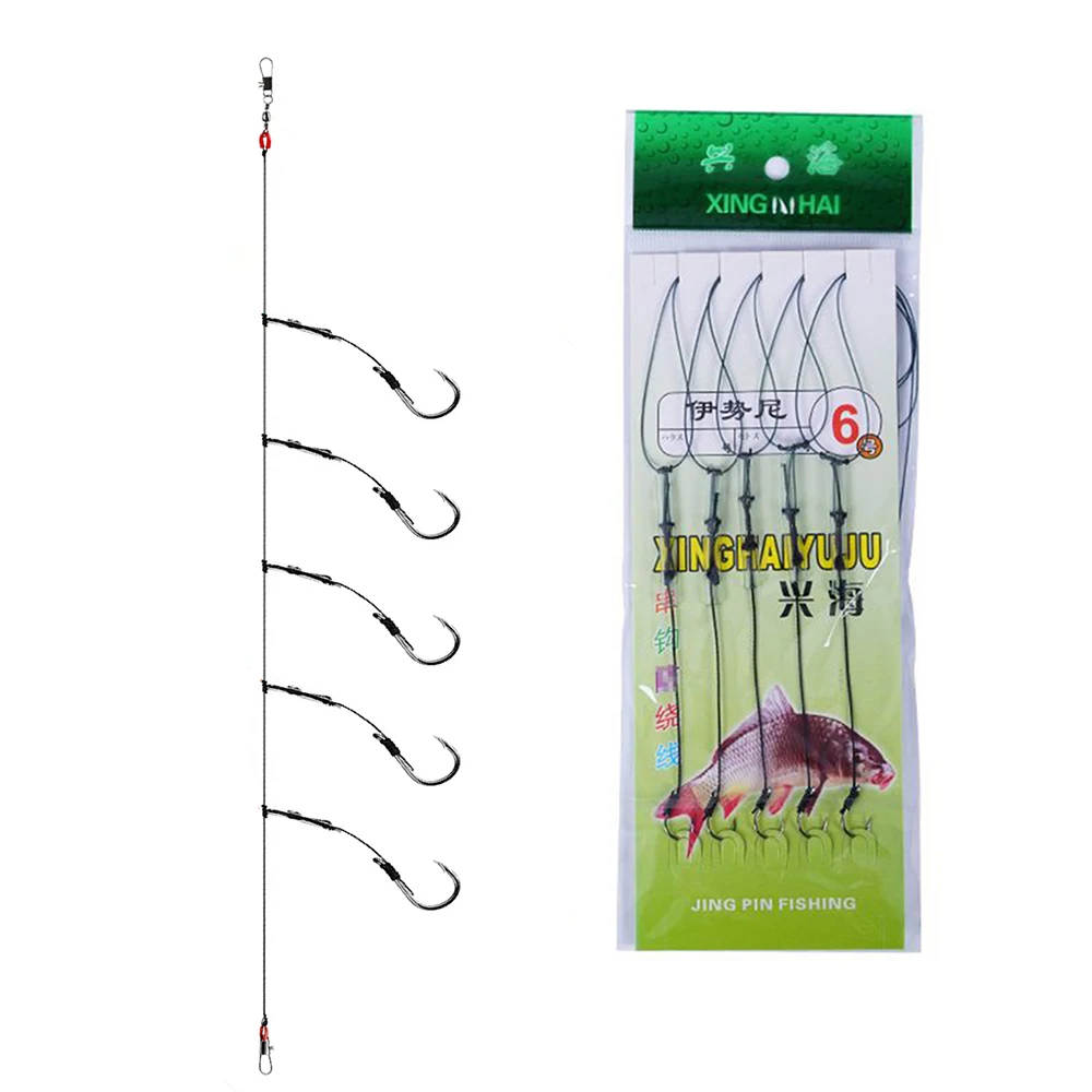 2/5pack String Hooks With PE Line Manual Binding Anti-Wrapping Tied String Hooks Angle for Sea Ice Fishing