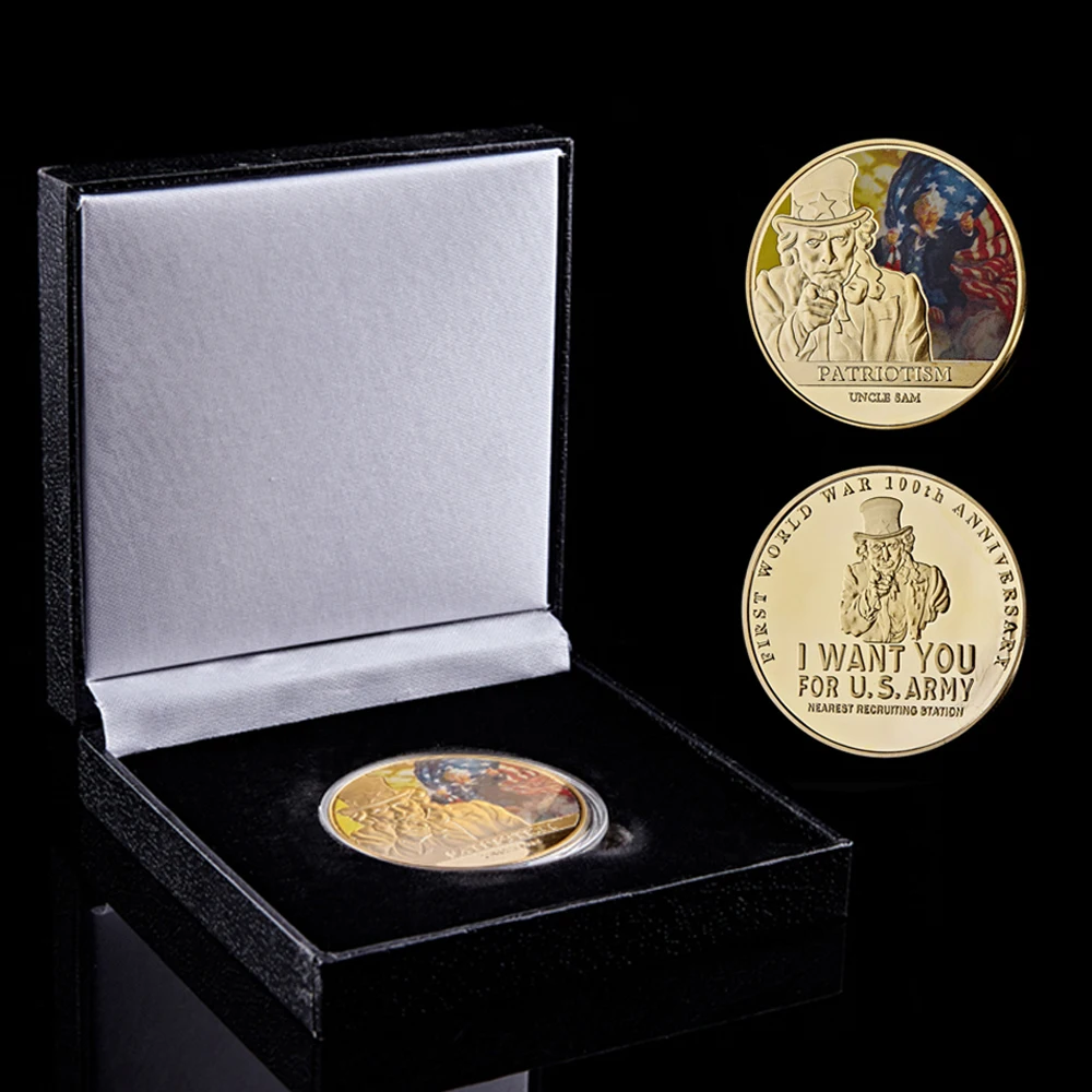 

Uncle Sam USA Challenge Coins Patriotism WWI U.S. Army" Free State Incorporated Commemorative Coins