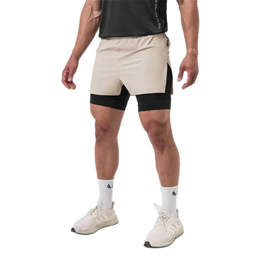 sweatpants Gym workout New shorts for summer 2 in 1 Quick dry beach men\'s running shorts