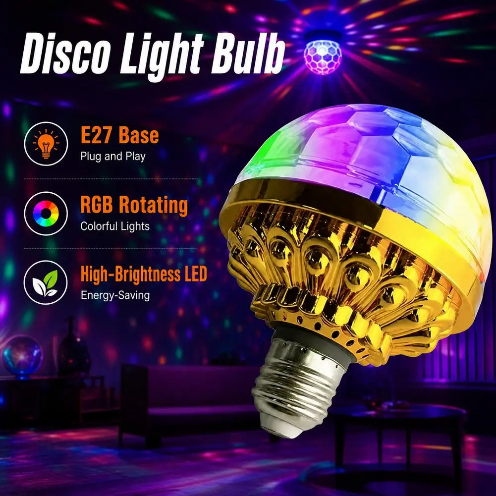 E27 Stage Light LED Stage Lamp Bulb Stage Light Colorful Small Magic Ball 360º Rotating USB Plug Multiple Modes For DJ Disco