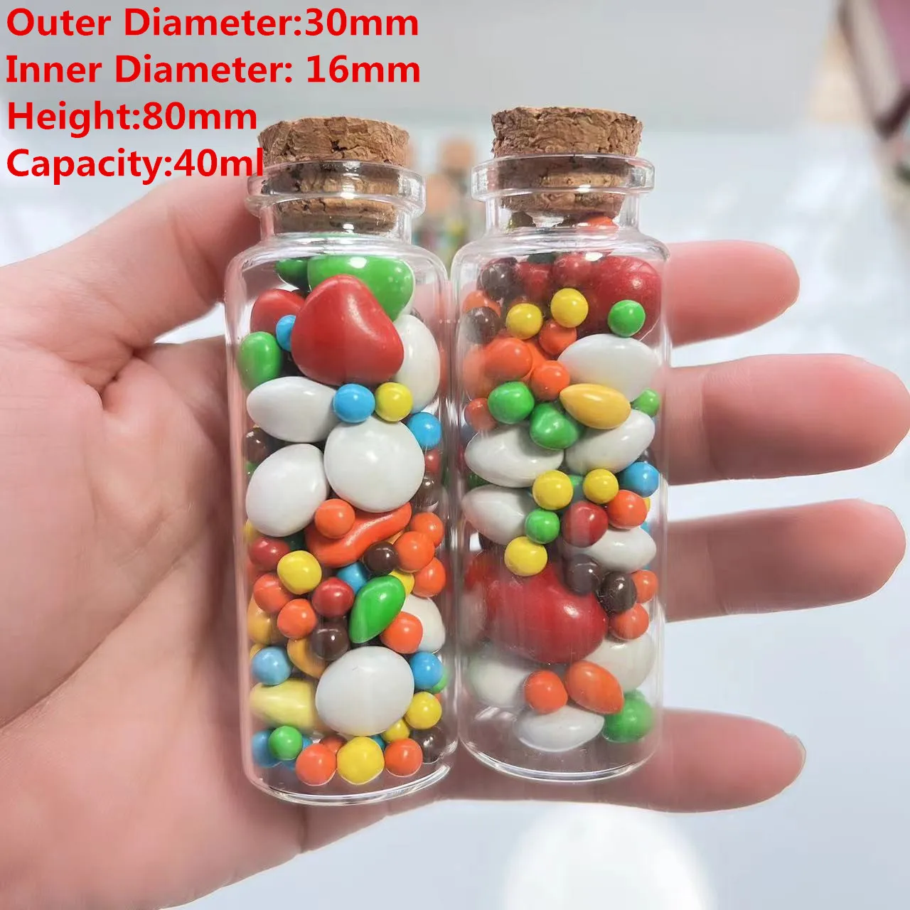 12 pcs/lot Glass Test Tube 16*30*80mm 40ml Glass Bottles Stopper Crafts Jars Small DIY Wishing Glass Bottle Cork Gift