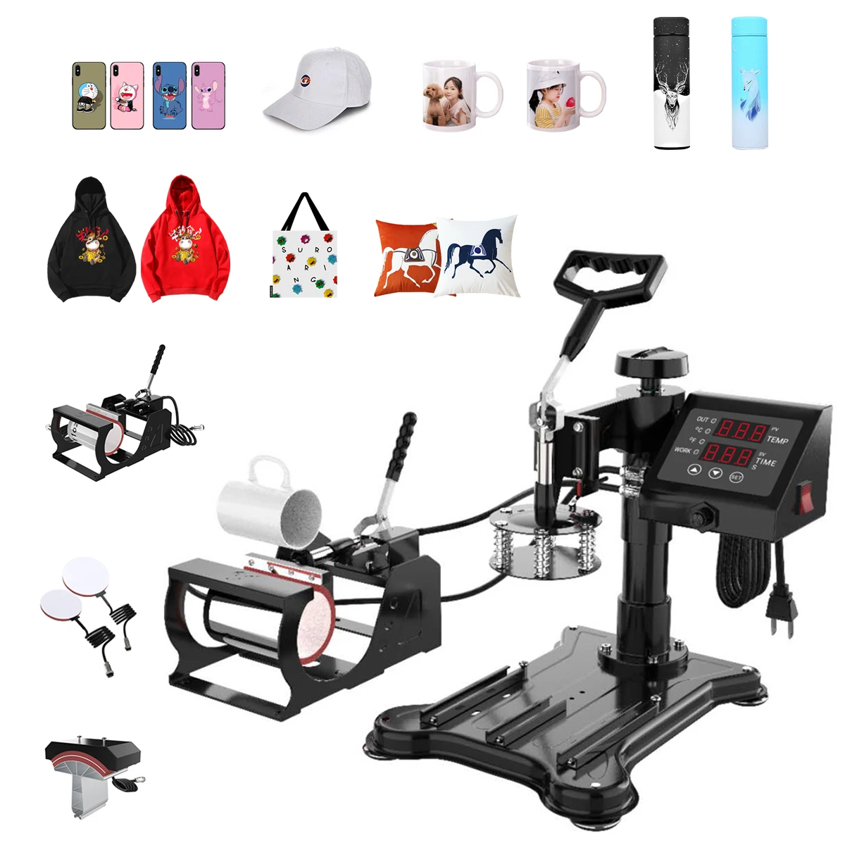 5 in 1 Swing Away Combo Heat Press Machine Sublimation T shirt Printing Machine