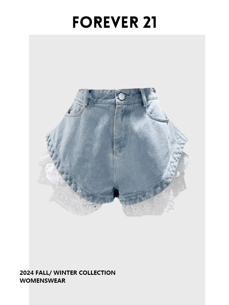 

Джинсовые шорты Forever 2 с уникальным дизайном, ажурные, больших размеров, женские, летние, модные, облегающие, с эффектом «груша»