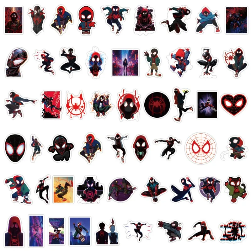 Pegatinas de grafiti de dibujos animados de Spider-Man, Miles Morales, Maleta, taza de agua, guitarra, coche, Scooter, pegatinas decorativas, 50 piezas, nuevo