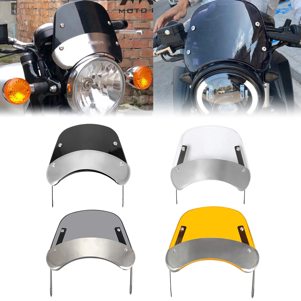 

Wind Deflector 5-7 inch Universal Motorcycle Headlight Windshield Windscreen for Honda Kawasaki Suzuki