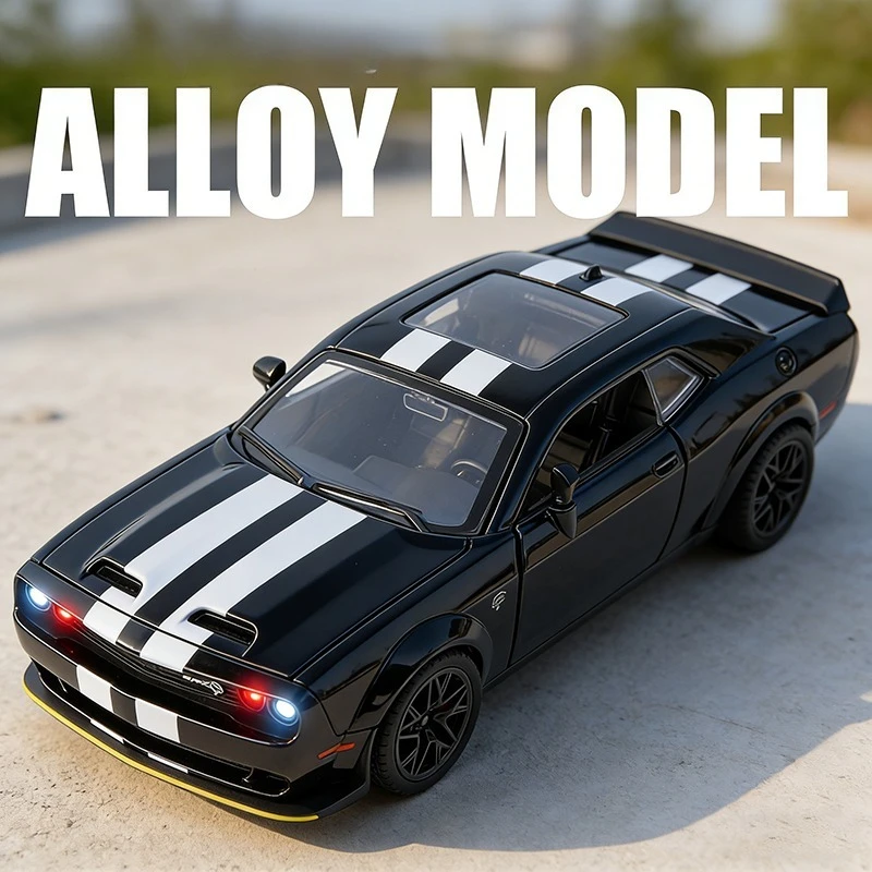 Simulation 1/32 Scale Dodge Charger Hellcat Alloy Car Model with Sound Light Collection Toy Vehicle Metal Miniature Voiture