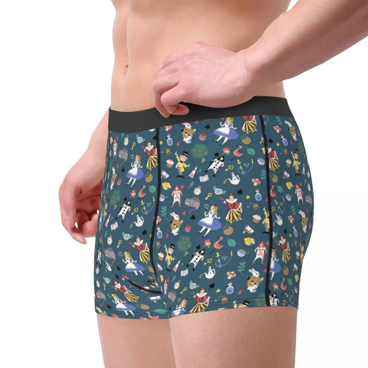 Men's Alice In Wonderland Cartoon Underwear Character Collection Hot Boxer Briefs Short Panties Male Breathable Underpants S-XXL