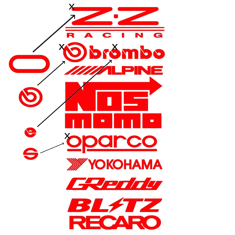 10Pcs Car Racing Sponsor Stickers Set Reflective Automobile Door Window Decor Vinyl Stickers Decals Kit