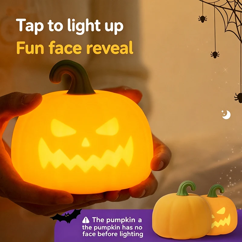 Halloween pumpkin lanterns, rechargeable touch-and-light night lights, festive decoration items, perfect gift