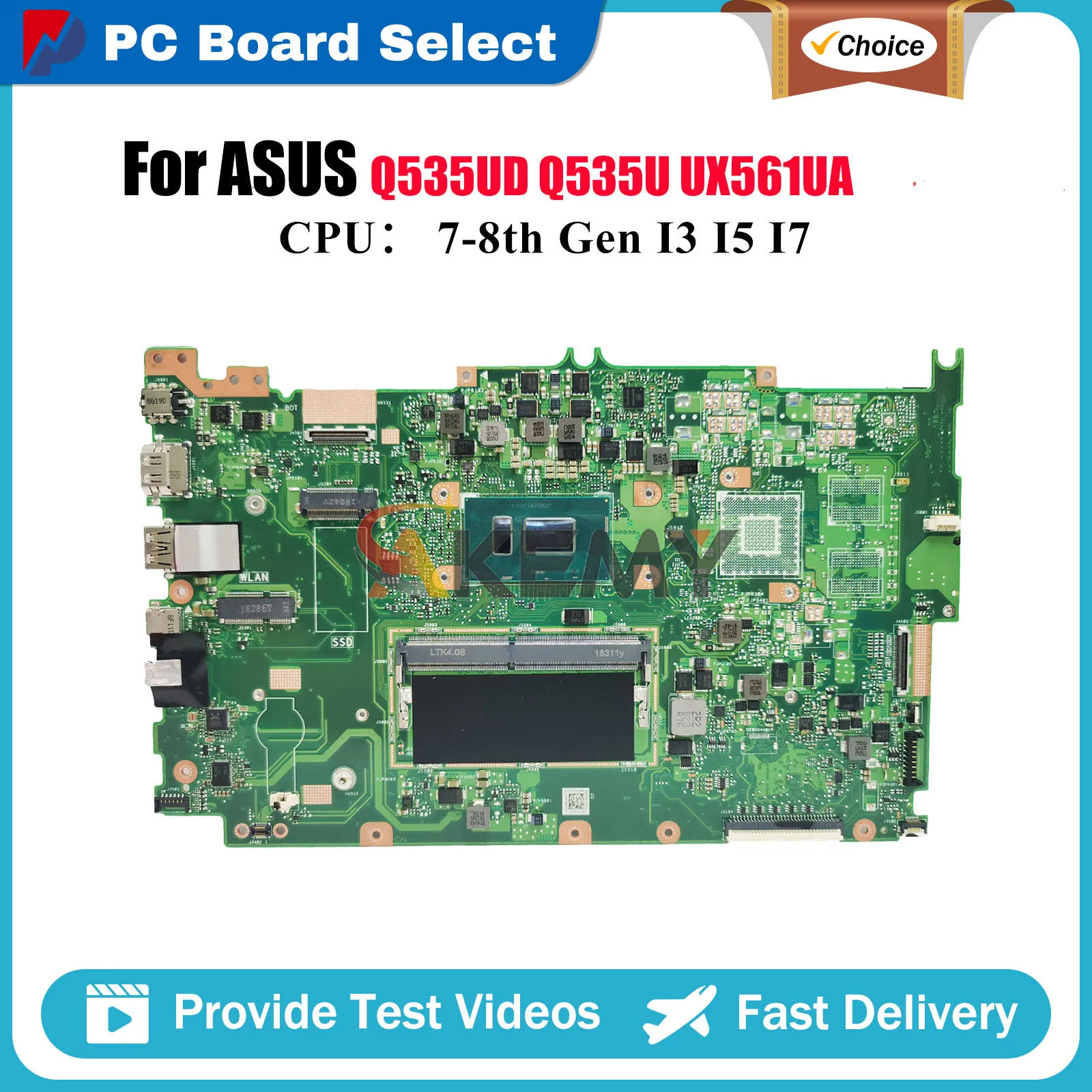 

UX561UA Материнская плата для ноутбука ASUS ZenBook Q535UD UX561UD Q535U UX561U UX561UA Материнская плата с процессором I3 I5 I7 100% tests OK stk