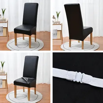 Elastický potah na židli z PU kůže, nepromokavý, odolný proti znečištění, zesílený potah na hotelové bankety a jídelní židle s vysokým opěradlem, potah na sedák velikosti XL 8 nejlepší prodej nepromokavé potahy na židle - №4