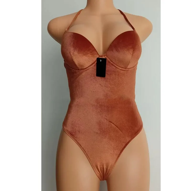 NPC IFBB Women Fitness Model Competition One Piece Bikini Korean Velvet High Cut Half Hip Coverage Stage Swimsuit