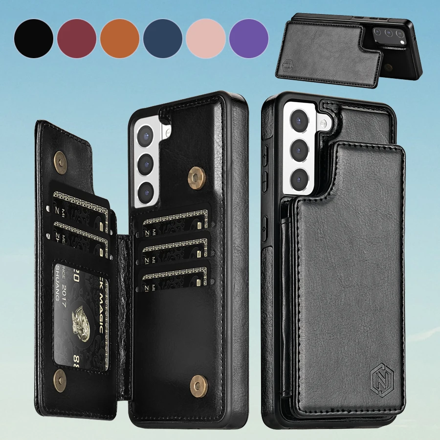 

Wallet RFID Blocking Layer Protect Anti-Theft Magnetic Leather Case For Samsung Galaxy A15 A16 A17 A26 A35 A36 A53 A54 A55 A56