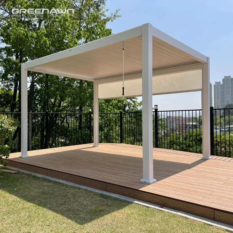

Aluminum Opening Louvre Roof Pergola Roof System Waterproof Square Tube Pergola Outdoor