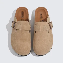 New Summer Cork Clogs Slippers Sandals Classic Soft Footbed Suede Sandals With Arch Support Adjustable Buckle Sandals