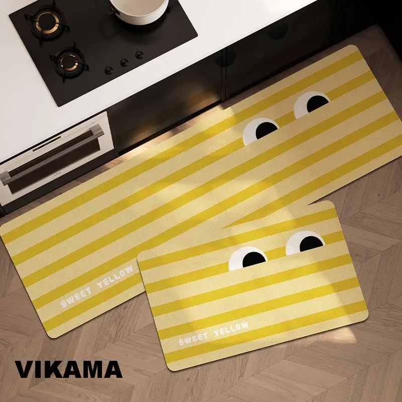 VIKAMA Diatomaceous Earth Kitchen Bathroom Bathroom Floor Mats Light Luxury Absorbent Anti-slip Dirty Resistant Entrance Rugs