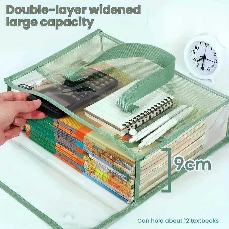 Organizador grande de carpetas de archivos de PVC transparente con múltiples compartimentos para tabletas, almacenamiento de útiles escolares, 1 ud.