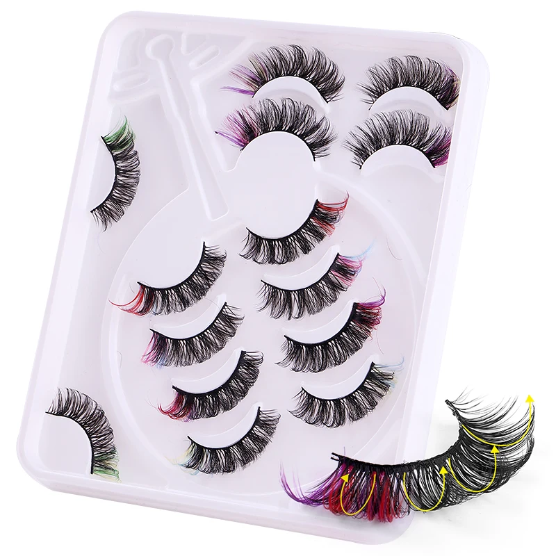 7 Pairs/Tray Russian LD curl Two kind of color Natural dense stage magnify charming full strip eyelashes with customized