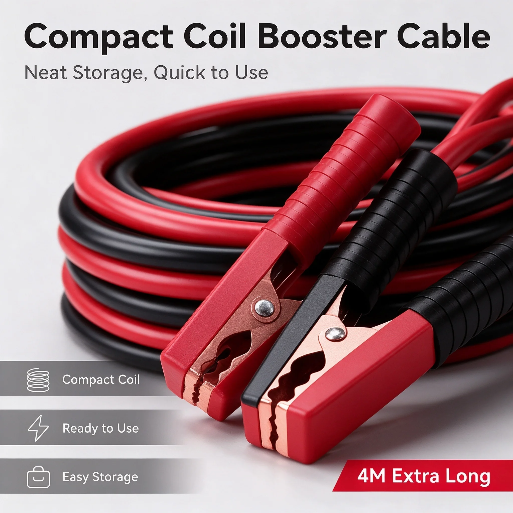 4-meter Fully Enclosed Car Battery Jumper Wire, Pure Copper Connection Wire, Thickened Jumper Wire, Jumper Wire Jumper Cable