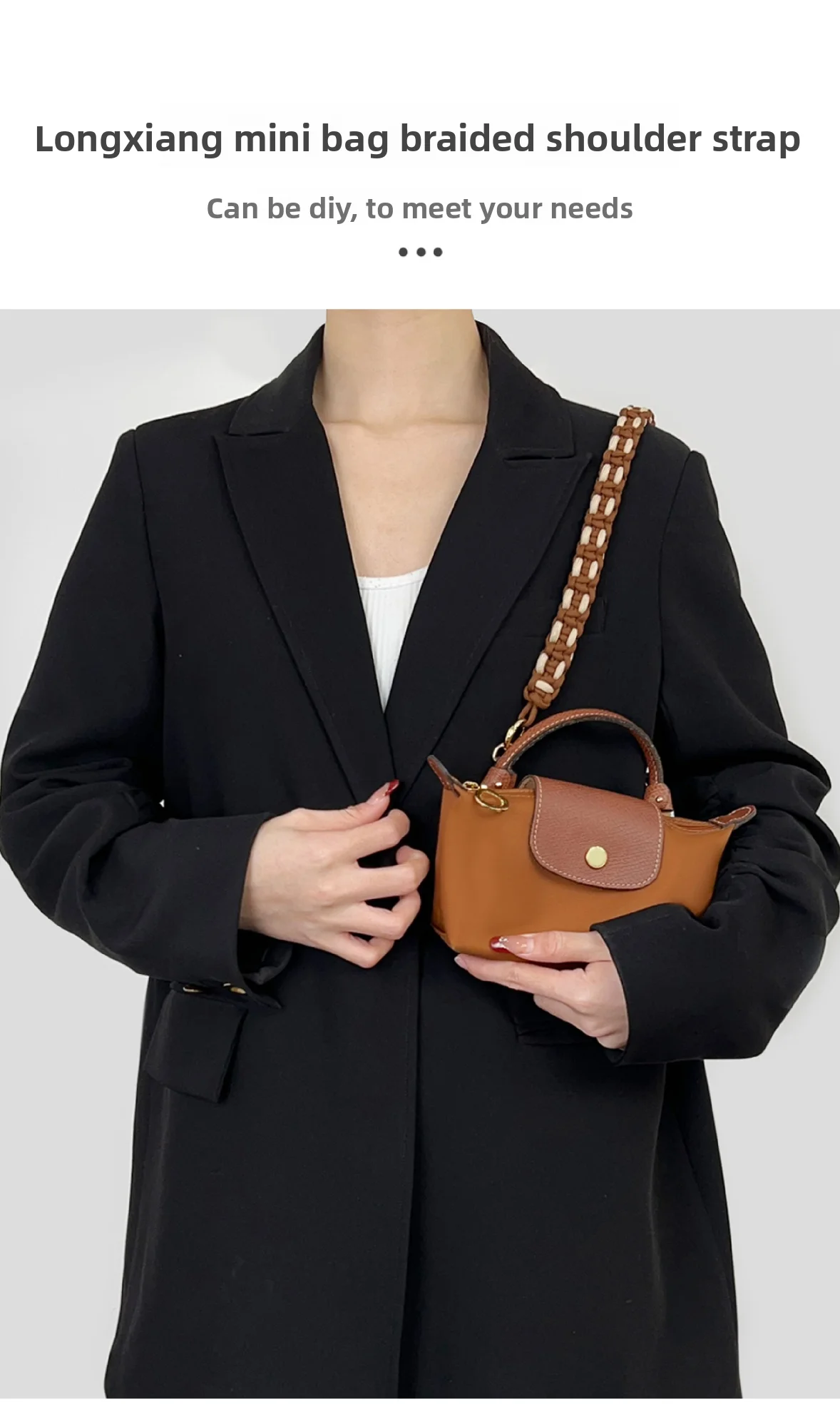 Woven Bag Shoulder Strap For LongchampS Hand Knitting Soft Texture Durable Fashion Good Quality Bag Modification Bag Accessories