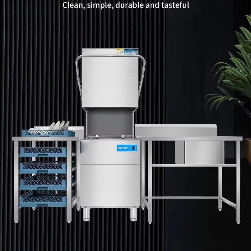 High-Efficiency Automatic Commercial Kitchen Dishwasher Machine Restaurant Hood Type Dish Washers for Hotels and Restaurants