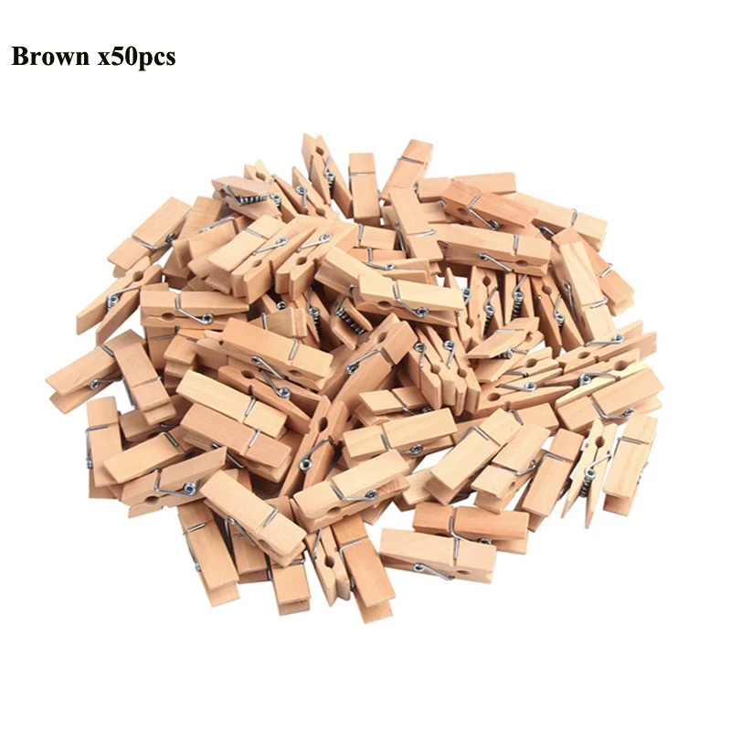 50/100 stücke Mini 25mm Natürliche Holz Clips Foto Clips Wäscheklammer DIY Hochzeit Party Holz Clip Clips Pegs Dropshipping – Detail 6