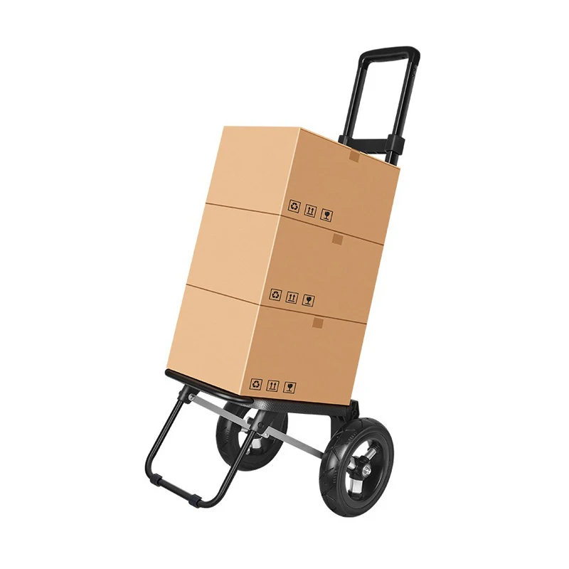 Foldable Hand Truck Push Cart with Large 21cm Wheels & Airless Tires - 65kg Capacity, Adjustable Handle, 47L Oxford Bag