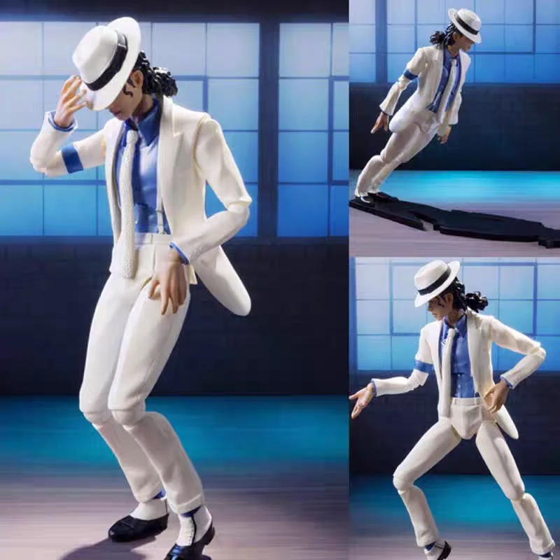 

High quality, Michael, Jackson, white clothes, crime master, moon slow step MJ joint movable figure collection gift ornament