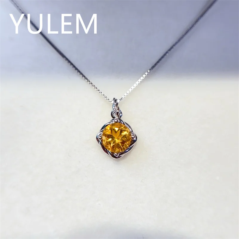 

Элегантный кулон YULEM из серебра S925 с натуральным цитрином, изысканное ювелирное украшение для девушек и женщин, подарок на день рождения и для повседневной носки