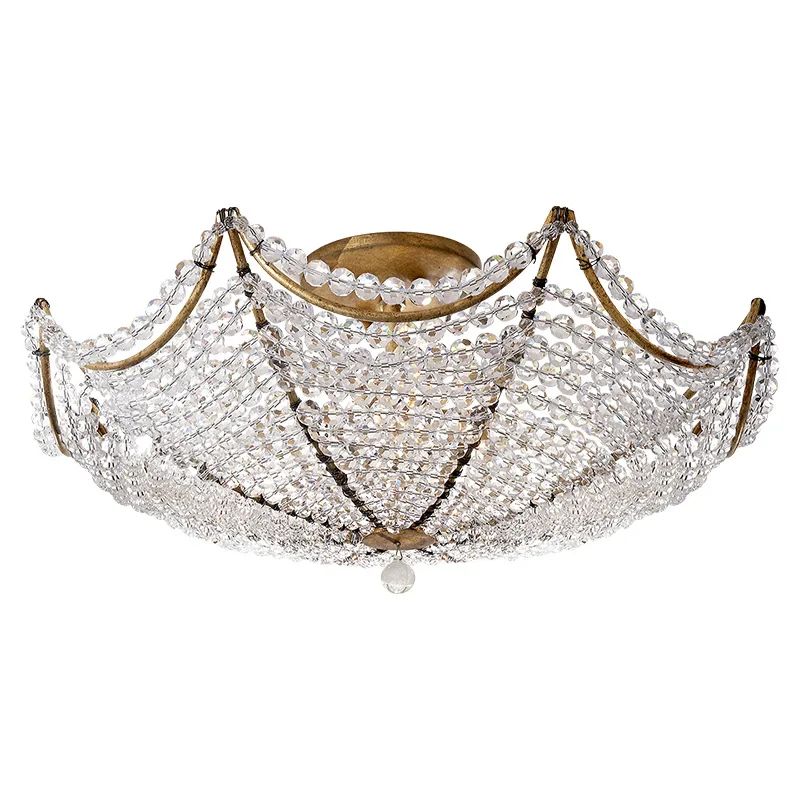 

Retro American,handmade crystal beaded ,ceiling light modern, light luxury, all copper, bathroom, light porch aisle