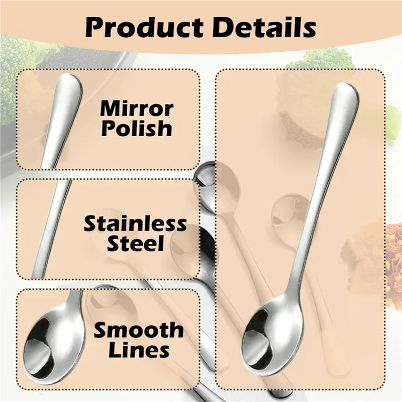 ABUI-30 PCS Condiment Spoons Stainless Steel Spoons 3 Inches Cute Small Spoons Silver Tiny Spoon For Powder Spices Jars JJ420