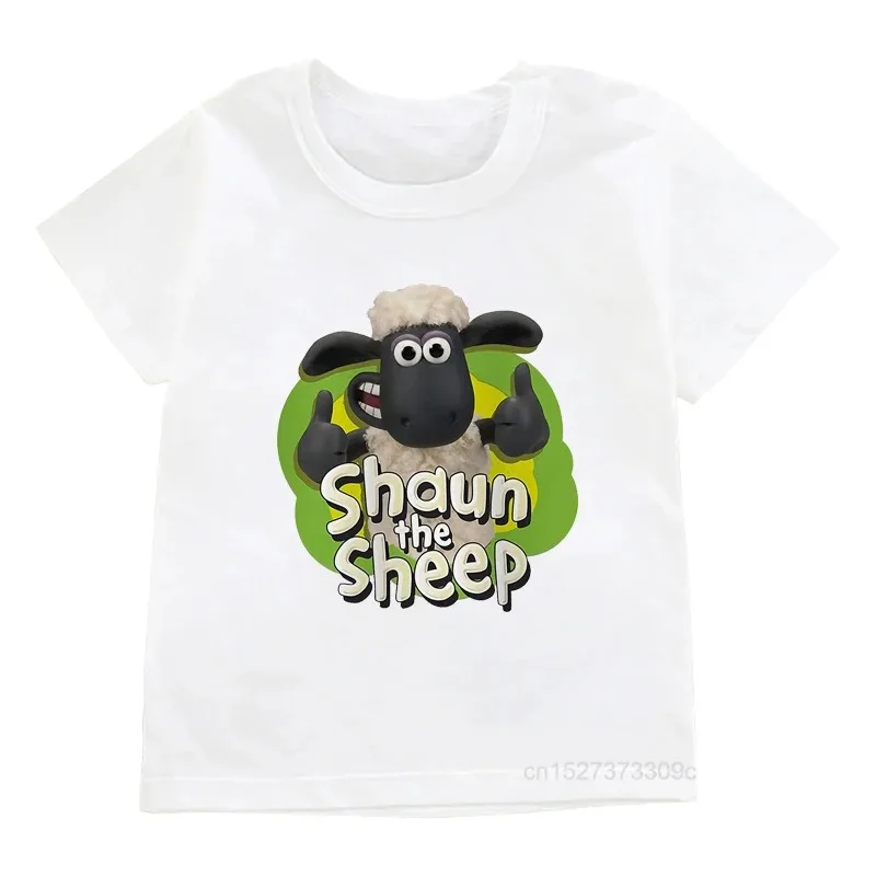 Boys T-Shirt New Hot Sale Funny Little Sheep Cartoon Print Kids Tshirts Girls Cute Fashion Harajuku Anime White Clothes Tops